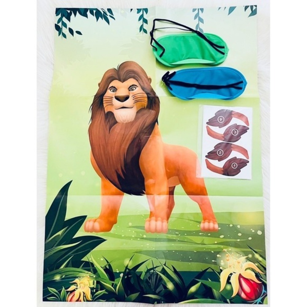 NEW Lion King Pin the Mane on the Lion Party Game with 2 Masks & Stickers